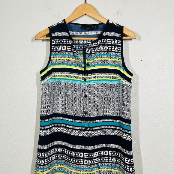 Cynthis Rowley Button Up Shift Dress Loose Fit Casual Mod Print - 2 - Picture 2 of 5